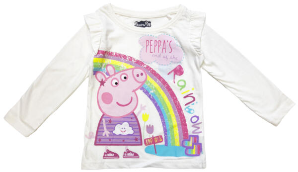 Dievčenské tričko s dlhým rukávom Rainbow Peppa Pig