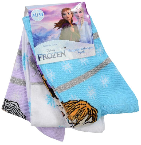 Dievčenské vysoké ponožky s motívom Anny a Elsy z filmu Frozen - 3 ks
