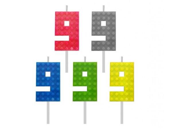 Tortová sviečka LEGO číslo 9 - zelená
