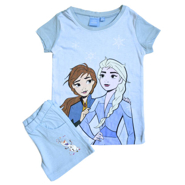 Dievčenský komplet tričko a kraťasy "Frozen" - modrá